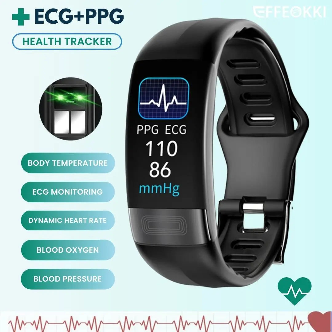 WaveTracker® Energy - Smart Bracelet Body Temperature Monitoring Smart Wristbands ECG PPG Smart Watch Heart Rate Blood Pressure