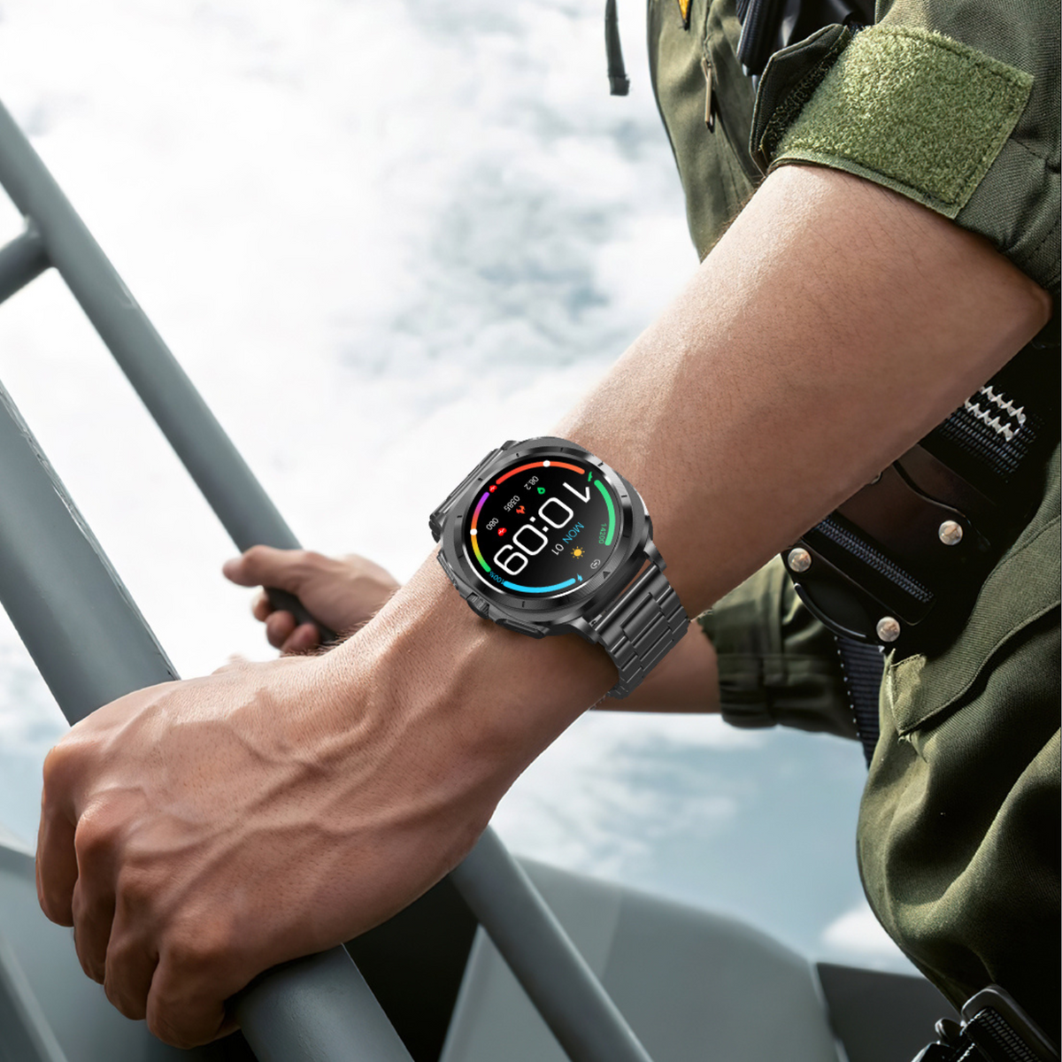 WaveTracker® Fettle - Smart Watch 1.43inch Amoled ECG Health Monitoring Voice Assistant SOS Outdoor Sports Fitness Tracker