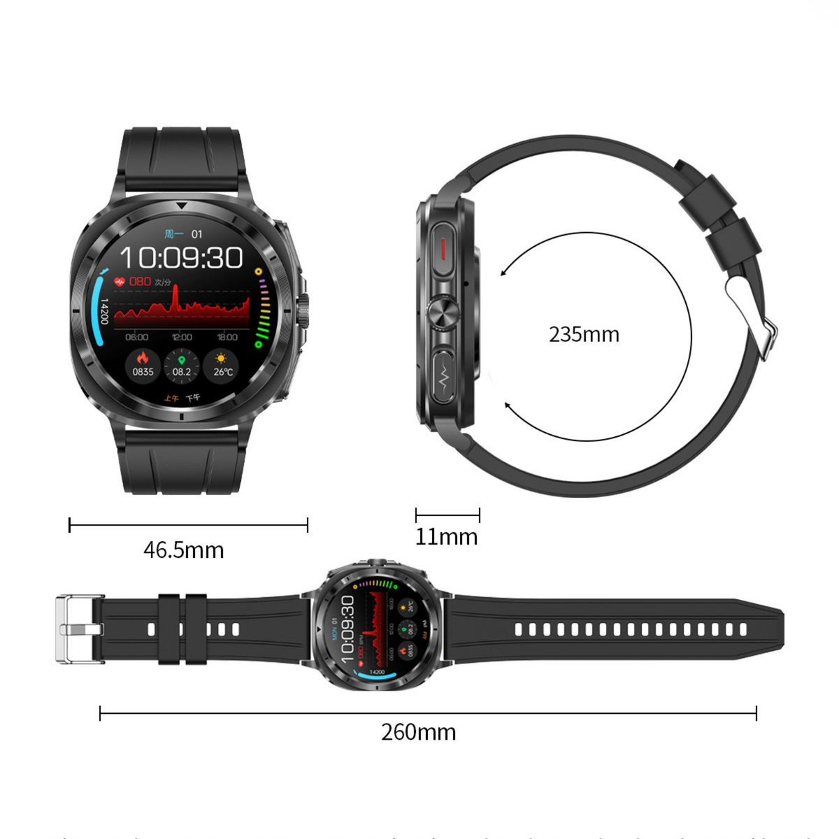 WaveTracker® Fettle - Smart Watch 1.43inch Amoled ECG Health Monitoring Voice Assistant SOS Outdoor Sports Fitness Tracker