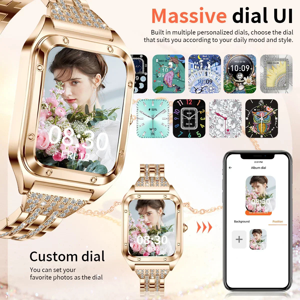 WaveTracker® Tender - Smart Watch Woman Sport Fitnes AI Voice Control