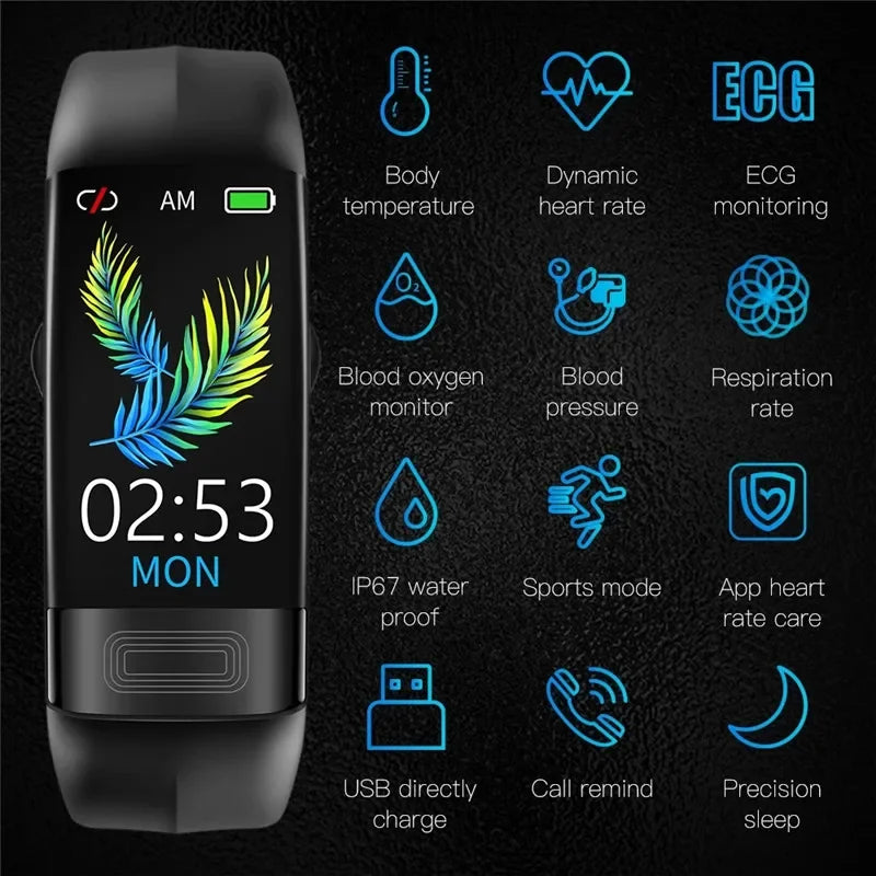 WaveTracker® Energy - Smart Bracelet Body Temperature Monitoring Smart Wristbands ECG PPG Smart Watch Heart Rate Blood Pressure